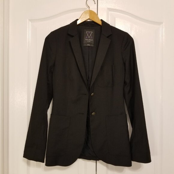 Talula Artizia Blazer Black Wool Jacket with Gold Buttons Cinched Waist US 2 - Picture 2 of 11